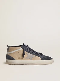 Men's Mid star beige and blue suede with gray nappa leather white flash