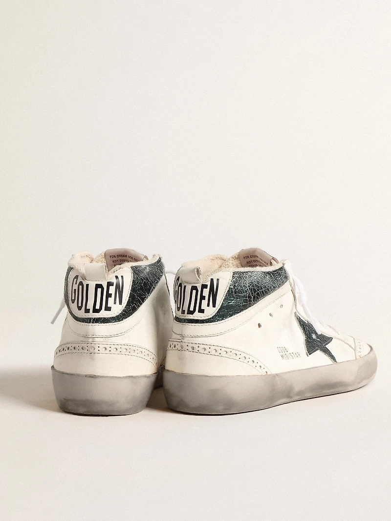 Mid star with green metallic leather and white flash