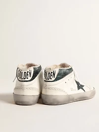 Mid star with green metallic leather and white flash