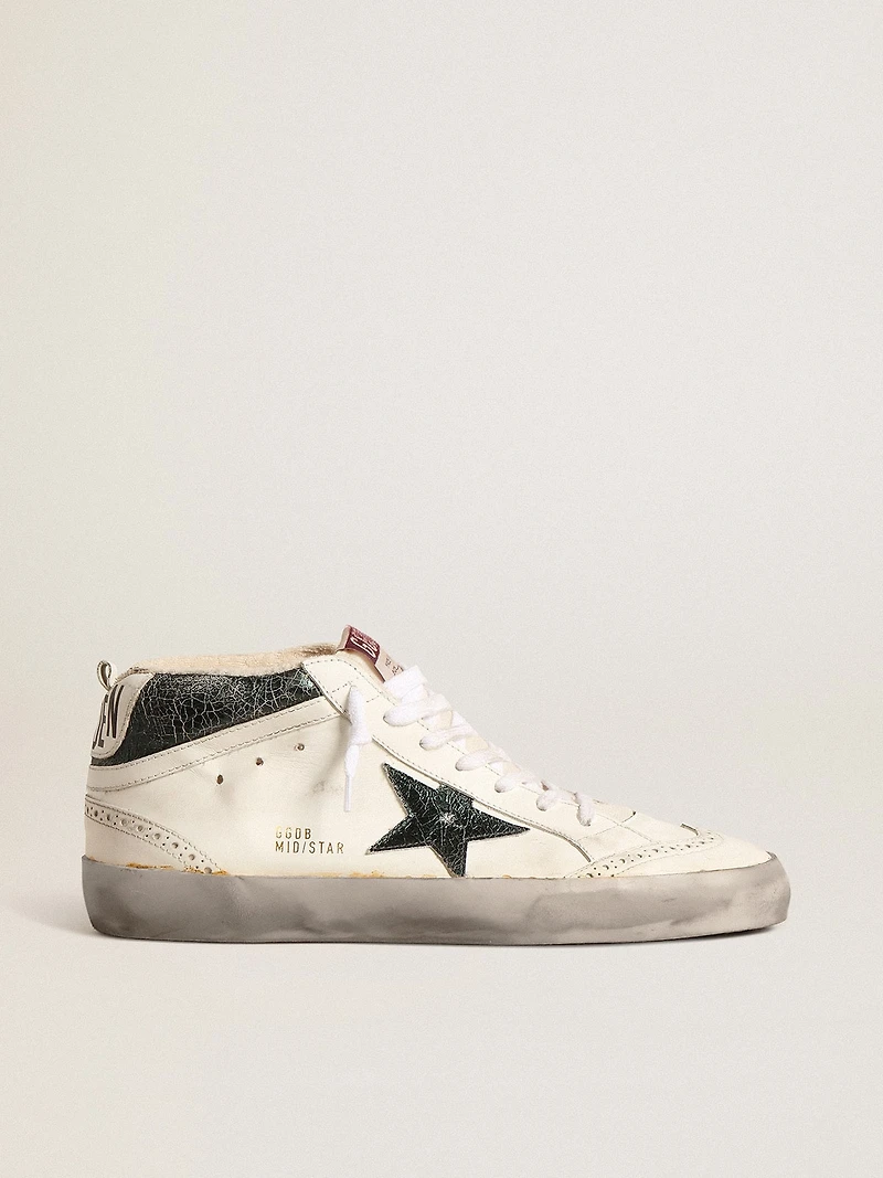 Mid star with green metallic leather and white flash