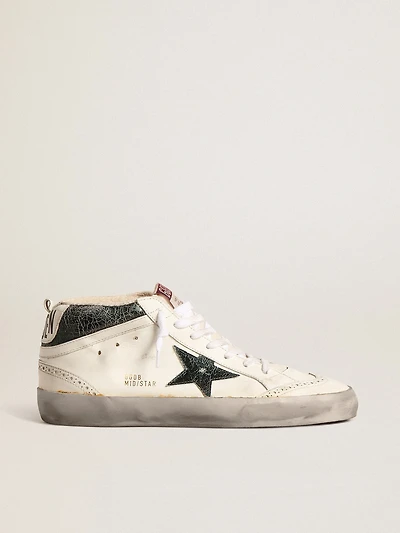 Mid star with green metallic leather and white flash