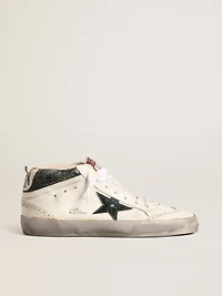 Mid star with green metallic leather and white flash