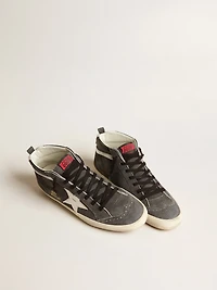 Mid star black suede with white leather and silver flash