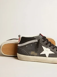 Mid star black suede with white leather and silver flash