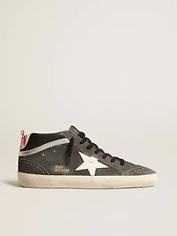 Mid star black suede with white leather and silver flash