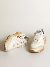 Men's Running Sole with leather star and heel tab red print
