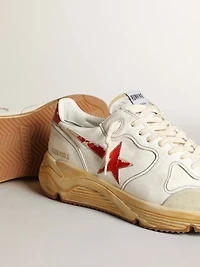 Men's Running Sole with leather star and heel tab red print