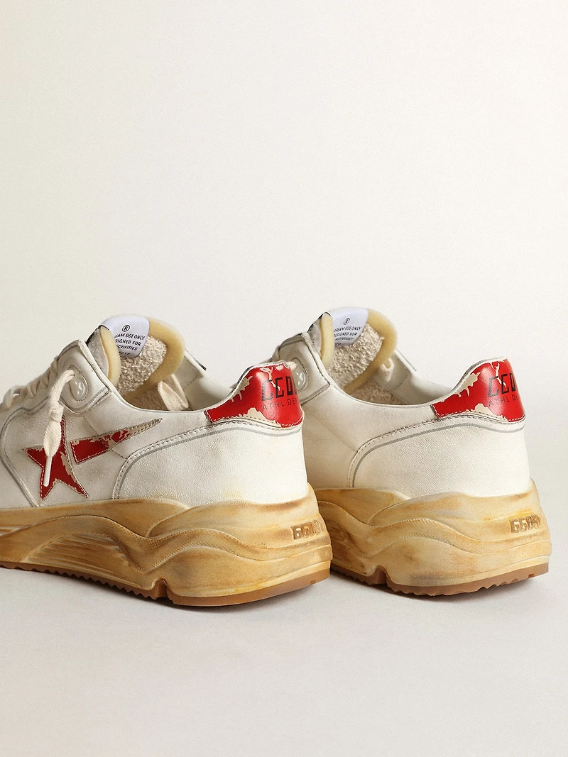 Men's Running Sole with leather star and heel tab red print
