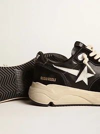 Men’s Running Sole black nappa leather and suede with a white star