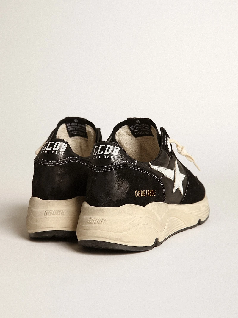 Men’s Running Sole black nappa leather and suede with a white star