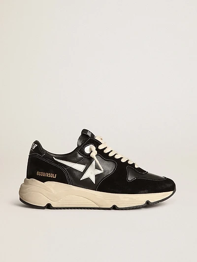 Men’s Running Sole black nappa leather and suede with a white star