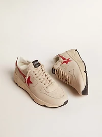 Men's Running Sole gray nappa leather with red star and heel tab