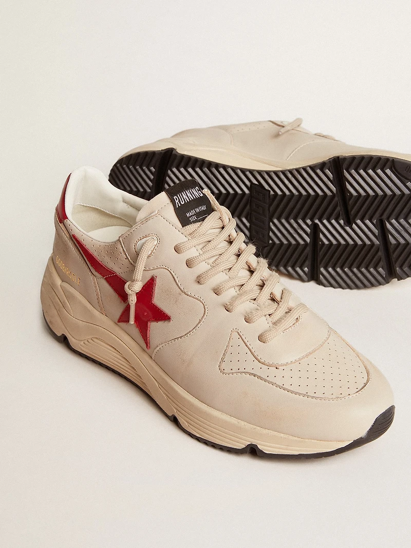 Men's Running Sole gray nappa leather with red star and heel tab