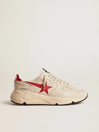 Men's Running Sole gray nappa leather with red star and heel tab