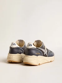 Men’s Running Sole in dark blue nappa leather and black nylon with a silver star