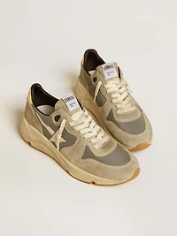 Running Sole in gray suede with white star and white heel tab
