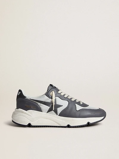 Men’s Running Sole gray nylon and black nappa leather with a suede star