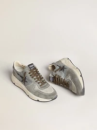 Men's Running Sole light blue nylon with black star and green leather heel tab