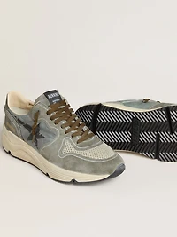 Men's Running Sole light blue nylon with black star and green leather heel tab