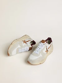 Men's Running Sole nylon and suede with brown leather star burgundy heel tab