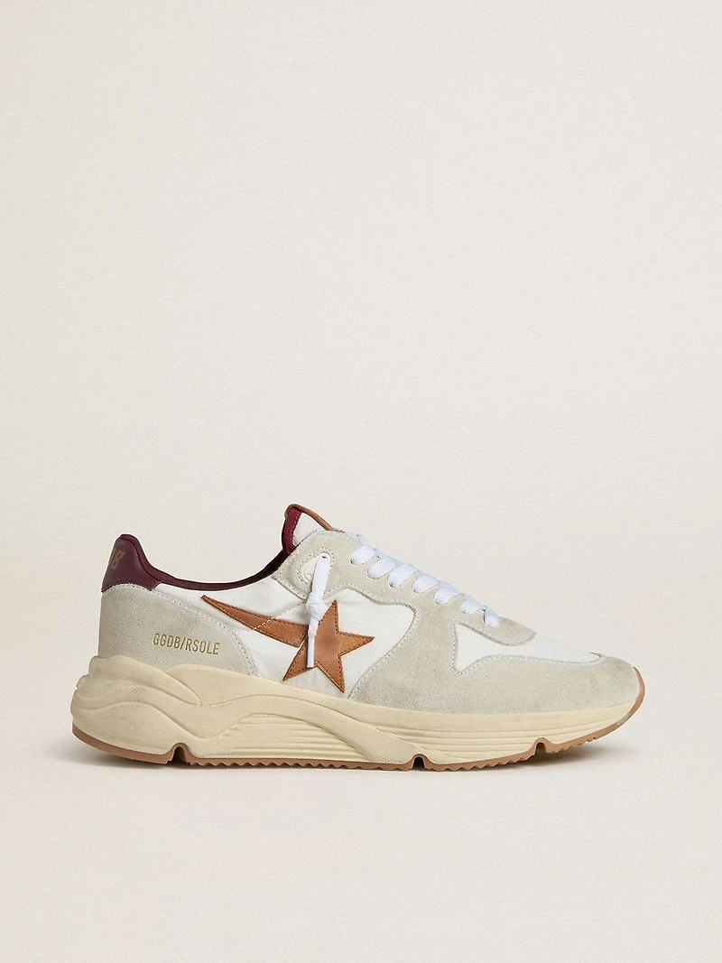 Men's Running Sole nylon and suede with brown leather star burgundy heel tab