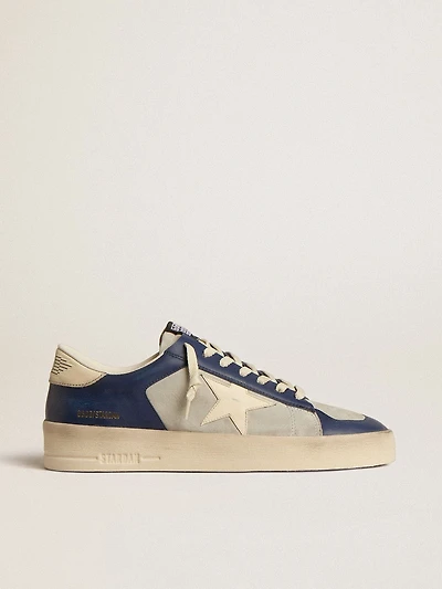 Men’s Stardan in grey and blue leather with cream-colored star and heel tab