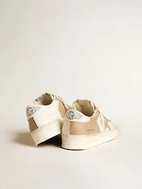 Men's Stardan in white and beige leather with beige star and white heel tab