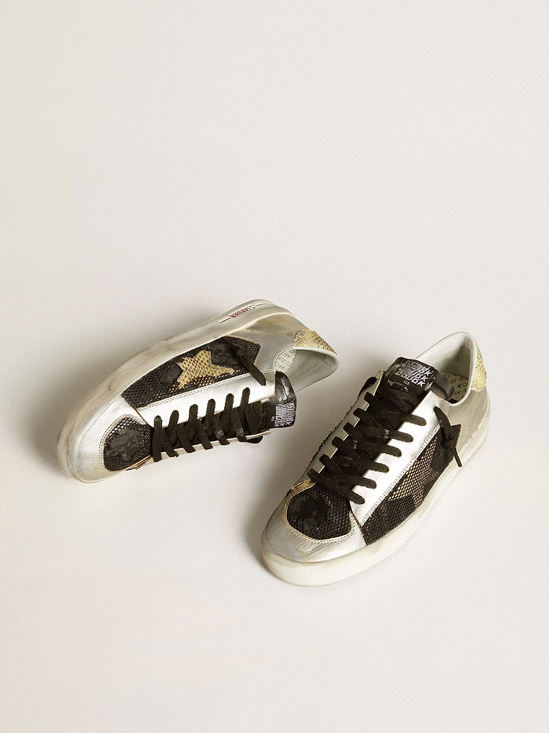 Stardan LAB in silver leather and mesh with golden star and heel tab