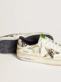 Men’s Stardan LAB in white leather with a camouflage star and heel tab