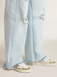 Stardan leather with all-over lettering and ice-gray suede star
