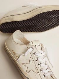 Men's V-Star in white leather with white star and light blue stripe on the foxing