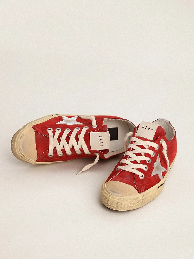 Men's V-Star LTD dark red suede with silver star and heel tab