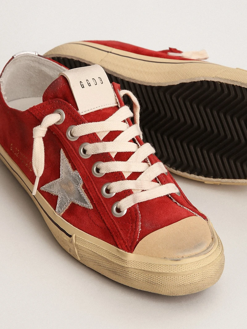 Men's V-Star LTD dark red suede with silver star and heel tab
