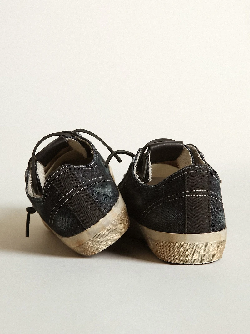 V-Star sneakers midnight-blue denim with black leather star and toe