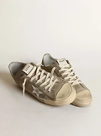 Men's V-Star dove-gray suede with silver metallic leather star
