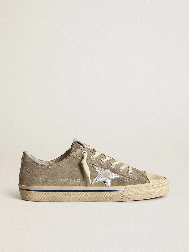 Men's V-Star dove-gray suede with silver metallic leather star
