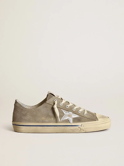 Men's V-Star dove-gray suede with silver metallic leather star