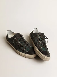 Men's V-Star black and green striped canvas with leather star toe