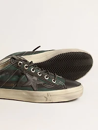 Men's V-Star black and green striped canvas with leather star toe