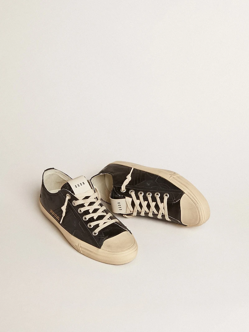 Men's V-Star black nappa leather with a star