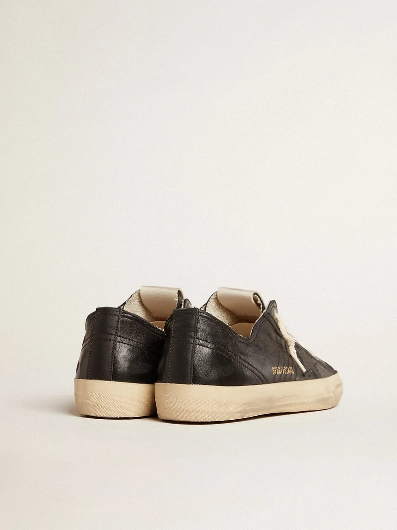 Men's V-Star black nappa leather with a star