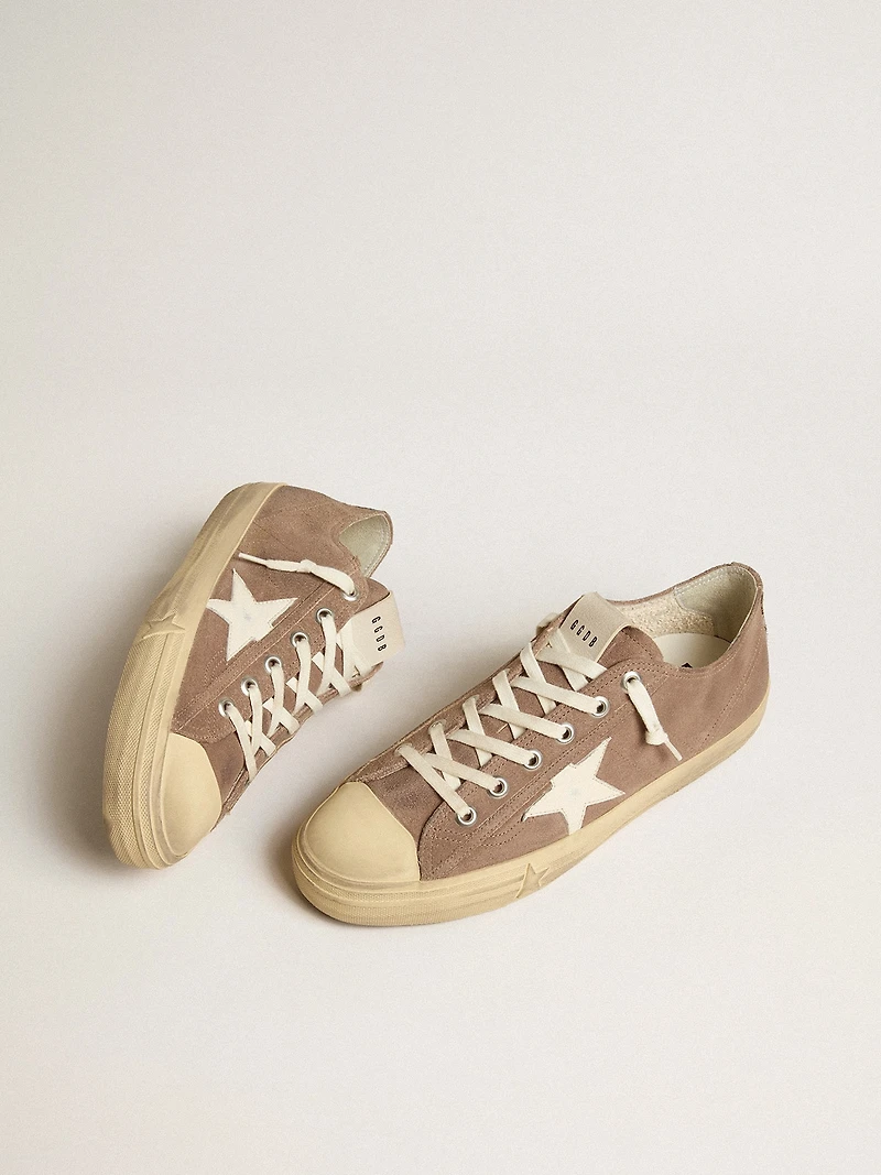 Men's V-Star in dove-gray suede with white nappa leather star