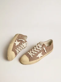 Men's V-Star in dove-gray suede with white nappa leather star