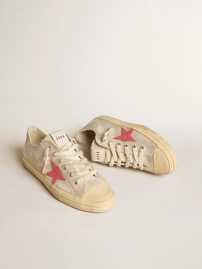 Men's V-Star light gray canvas with a red leather star