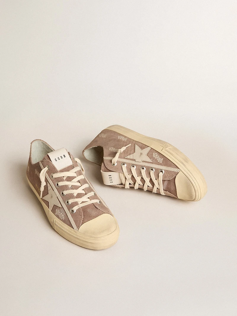 Men's V-Star dove-gray suede with light gray leather star