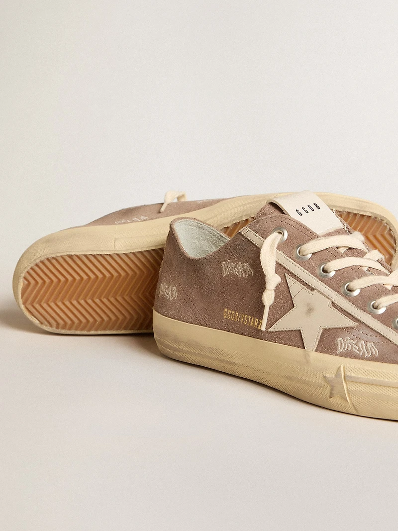 Men's V-Star dove-gray suede with light gray leather star