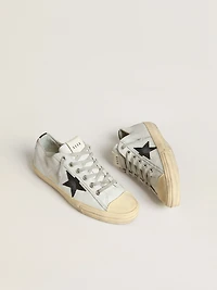 V-Star in leather with black crocodile-print leather star and heel tab
