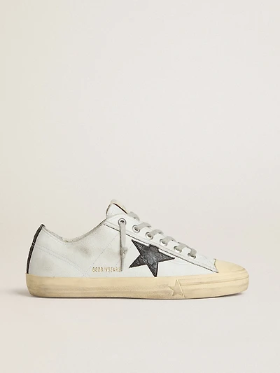 V-Star leather with black crocodile-print star and heel tab