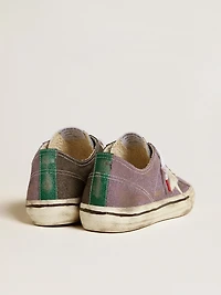 Men’s V-Star LAB lilac leather and glitter with white star silver tongue