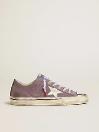 Men’s V-Star LAB lilac leather and glitter with white star silver tongue